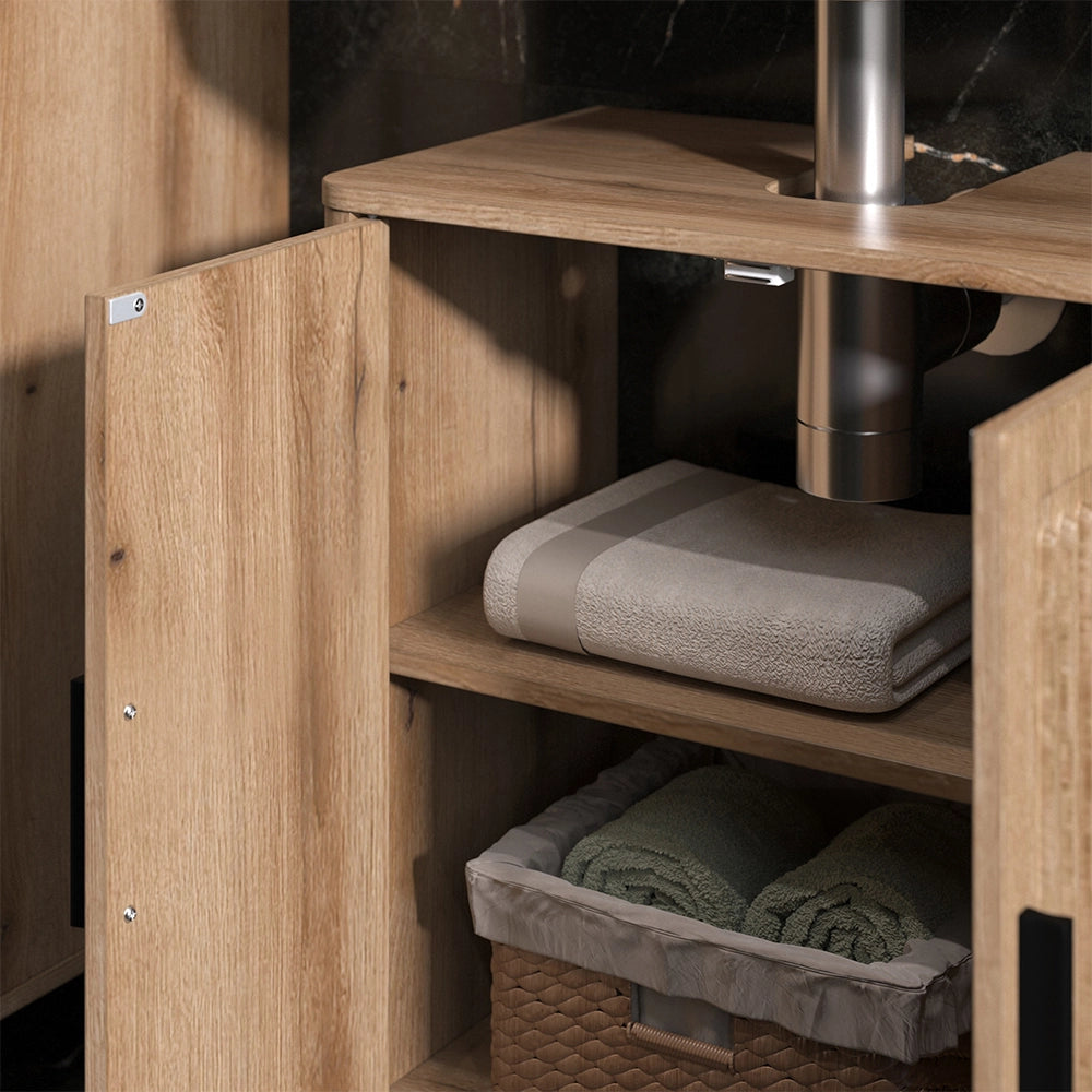 Set mobili bagno Skara Rovere 3 pezzi, con cabinet midi Vicco