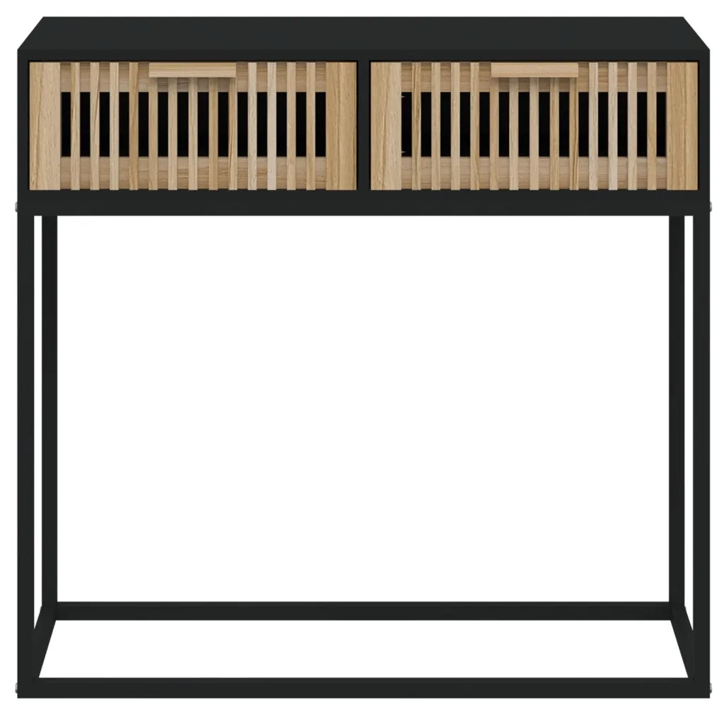 Tavolino Consolle Nero 80x30x75 cm Legno Multistrato e Ferro 352104
