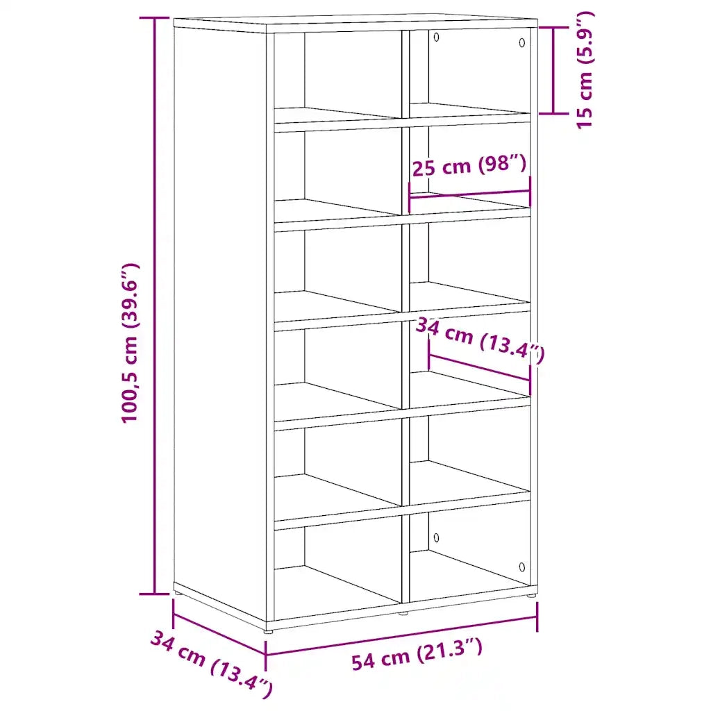 vidaXL Scarpiera Legno Antico 54x34x100,5 cm in Truciolato
