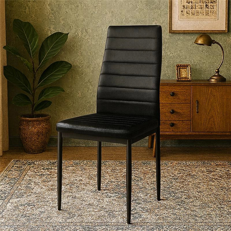 SET 4 SEDIE IMBOTTITE CON SEDUTA SIMILPELLE E GAMBE IN METALLO NERO DIMENSIONI 40X41X95 CM