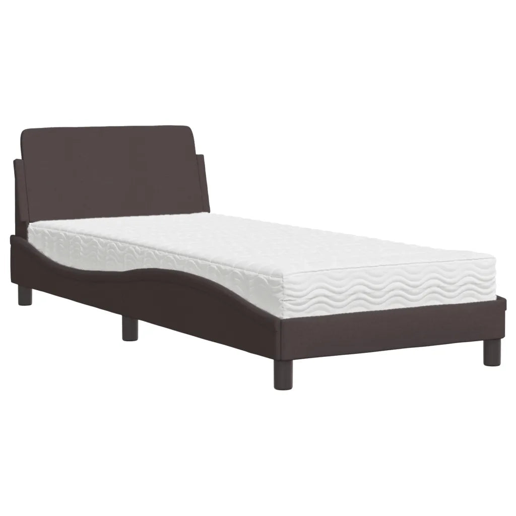 Letto con Materasso Dover Marrone Scuro 80x200 cm in Tessuto
