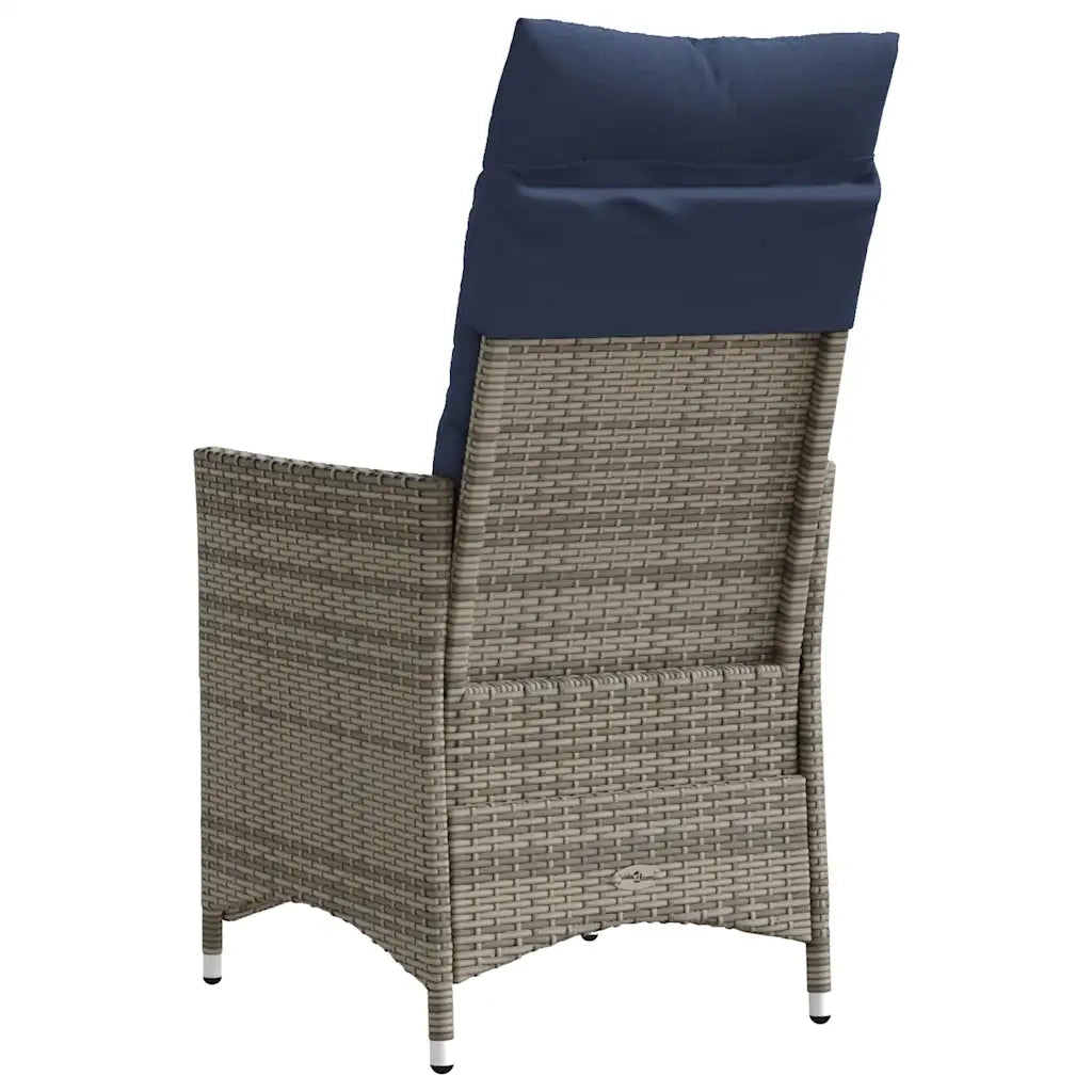 Sedie da giardino reclinabili 2 pz con cuscini grigie in polyrattan