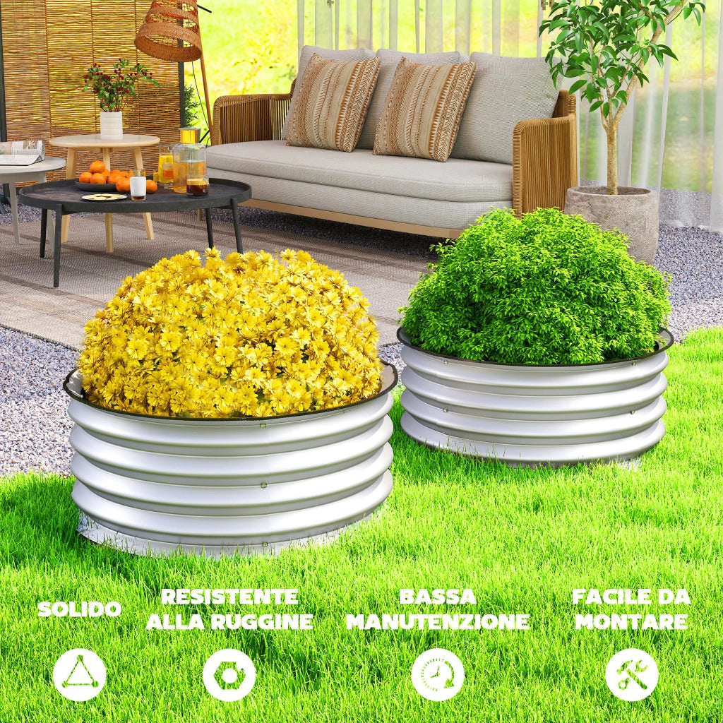 Letti per Orto Rialzati Set 2 Pezzi ¨C zephmum ¨C Acciaio, Argento, ?60x30cm