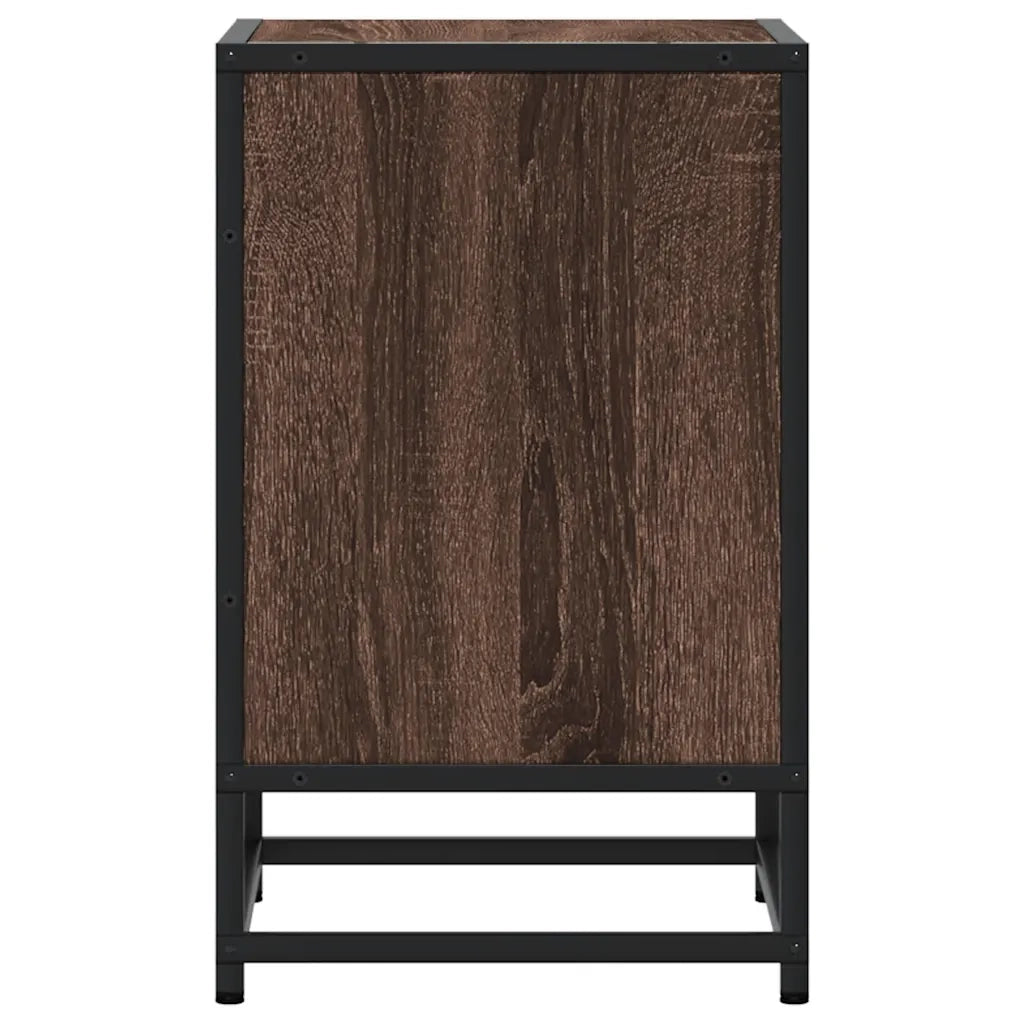 Comodini Rovere Marrone 2 pz-Set di 2 Tavolino da notte Legno Multistrato Metallo