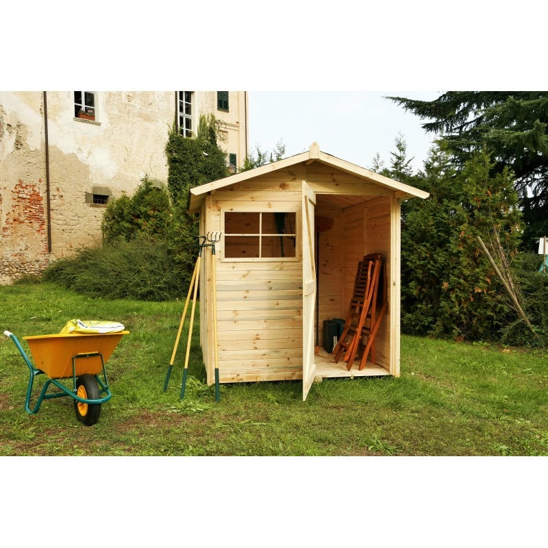 Casetta da Giardino in Legno di Pino da Esterno  con Pavimento, Ricovero Attrezzi, Doghe spessore 16mm - Articolo C200/1 -  100005