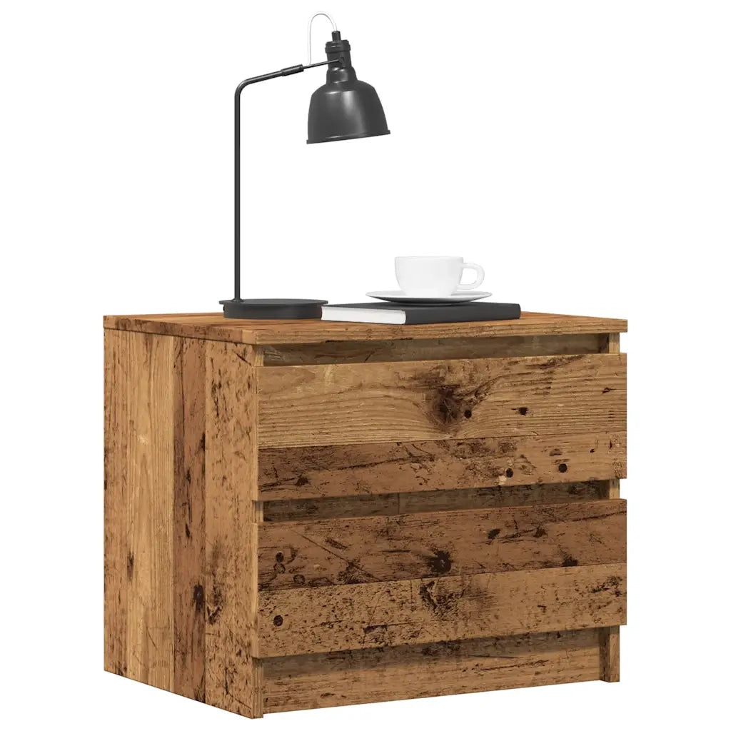 Set di 2 Comodini | Armadio da Notte | Mobiletto da notte Legno Antico 50x40x43.5 cm in Legno Multistrato
