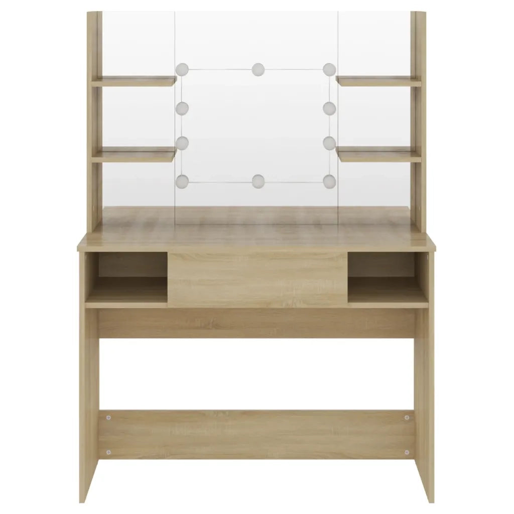 Toeletta con Luci LED 100x40x135 cm in MDF Rovere 331545