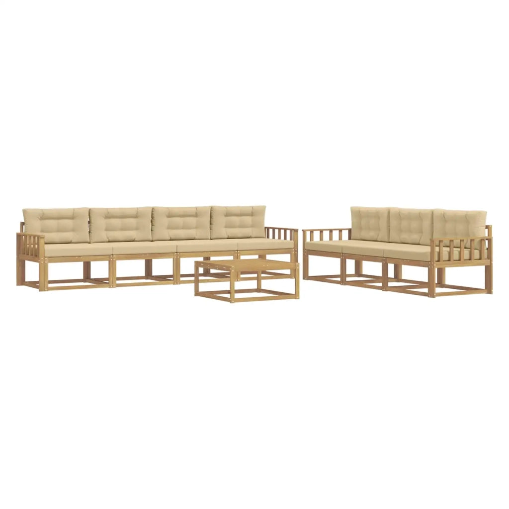 Set di divani da esterno con cuscino 7 pcs Bianco e Beige