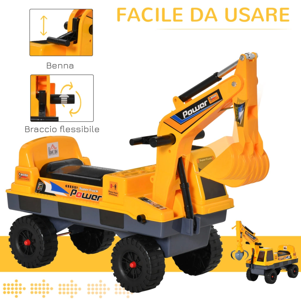 Giocattolo Ruspa 2 in 1 con Escavatore ¨C zephmum ¨C Giallo 90x28x58cm