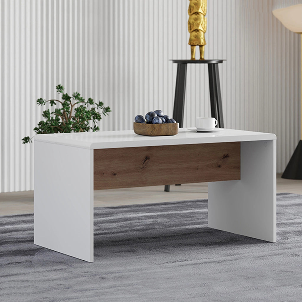 Limatola, Tavolino da Salotto Forma Rettangolare, 90x50x47h cm Bianco Opaco