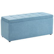 Ottomana blu 100 x 42 x 40 cm in tessuto poliestere Poggiapiedi imbottito Soggiorno Stile Moderno