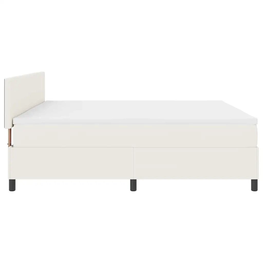 Letto a molle Crema e Bianco 200 x 200 cm Tessuto in Cords 3337529