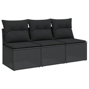 Divano da Giardino con Cuscini 3 Posti-Sofa da giardino nero in polyrattan 942919