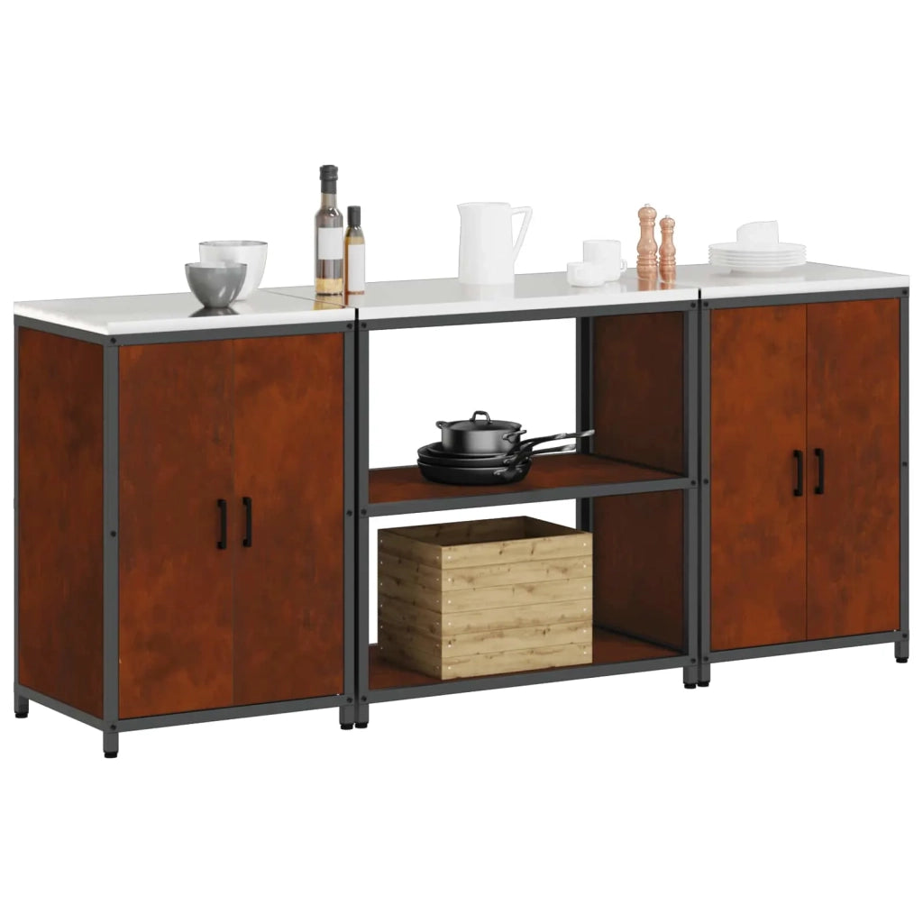 Set di Stoccaggio per Cucina con lo scaffale 3 pcs Ruggine