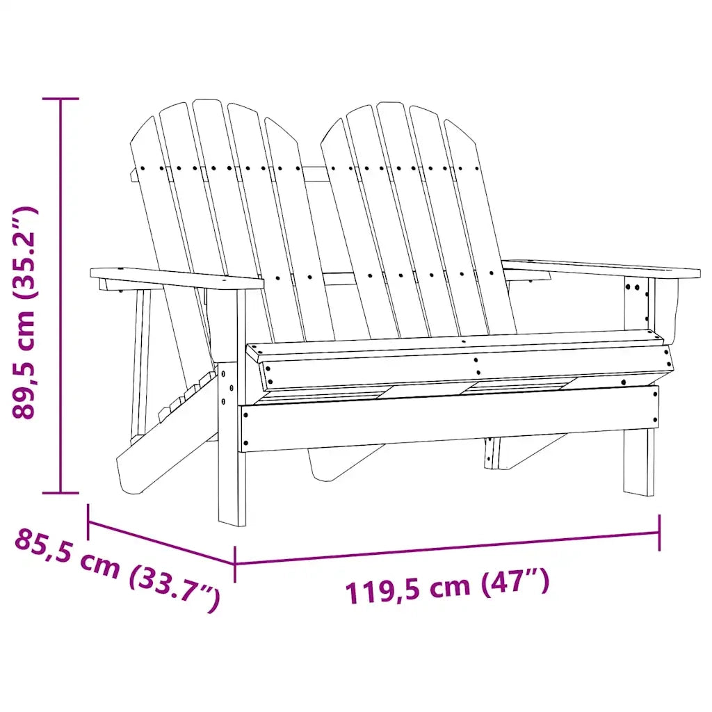 Sedia da Giardino Adirondack a 2 Posti in Legno di Abete 315902