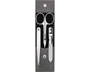 Kit manicure 3 in 1 - cura unghie e pedi - colore antracite - pelle - acciaio