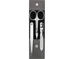 Kit manicure 3 in 1 - cura unghie e pedi - colore antracite - pelle - acciaio