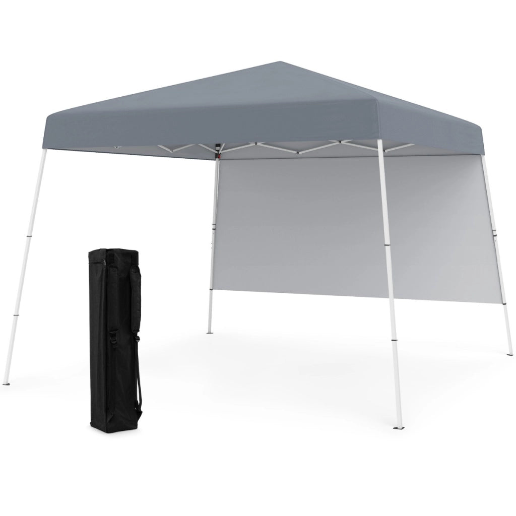 Tenda pop-up con 1 parete laterale e zaino portatile, Riparo per patio esterno pieghevole gazebo per spiaggia Grigio-Tende parasole