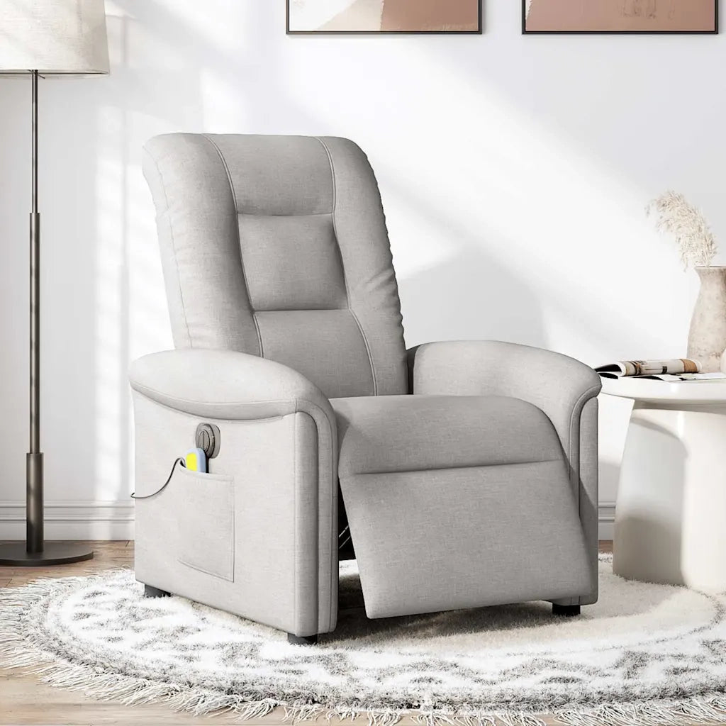 Divano Sedia-Poltrona Reclinabile Massaggio Elettrica Grigio Nuvola Tessuto 237744