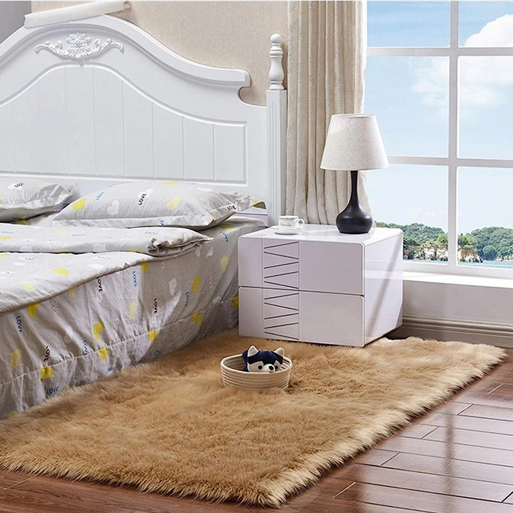Trade Shop - Tappeto Cute Rettangolare Pelliccia Fluffy Colori Living Camera Letto 120x180 Cm -