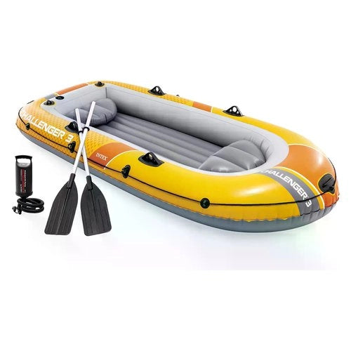 Canotto gonfiabile intex 66313 challenger 2 set con remi e pompa giall