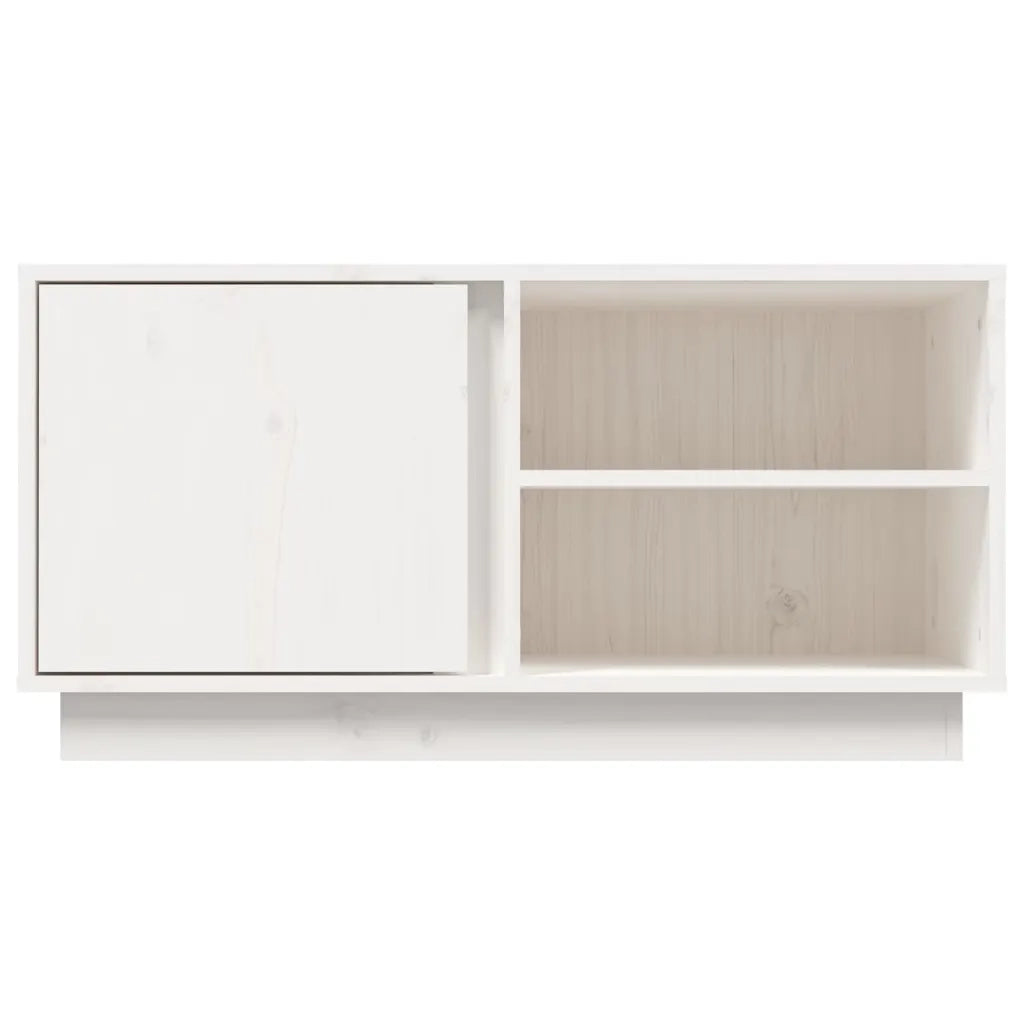 Mobile Porta TV Bianco 80x35x40,5 cm in Legno Massello di Pino 814465