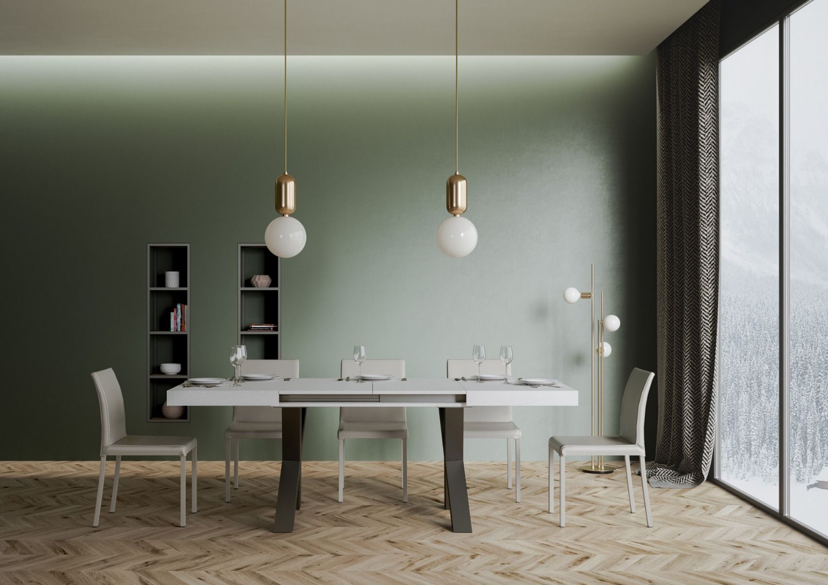 Tavolo Allungabile 160-420x90x77 cm Traffic Bianco Frassino