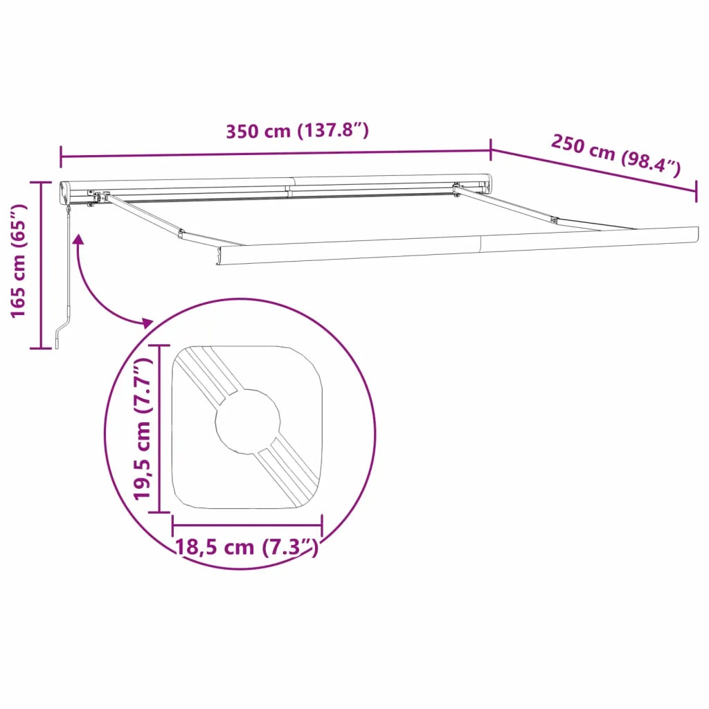 Tenda Retrattile Rosso 350 x 250 cm Tessuto e Metallo 3330443