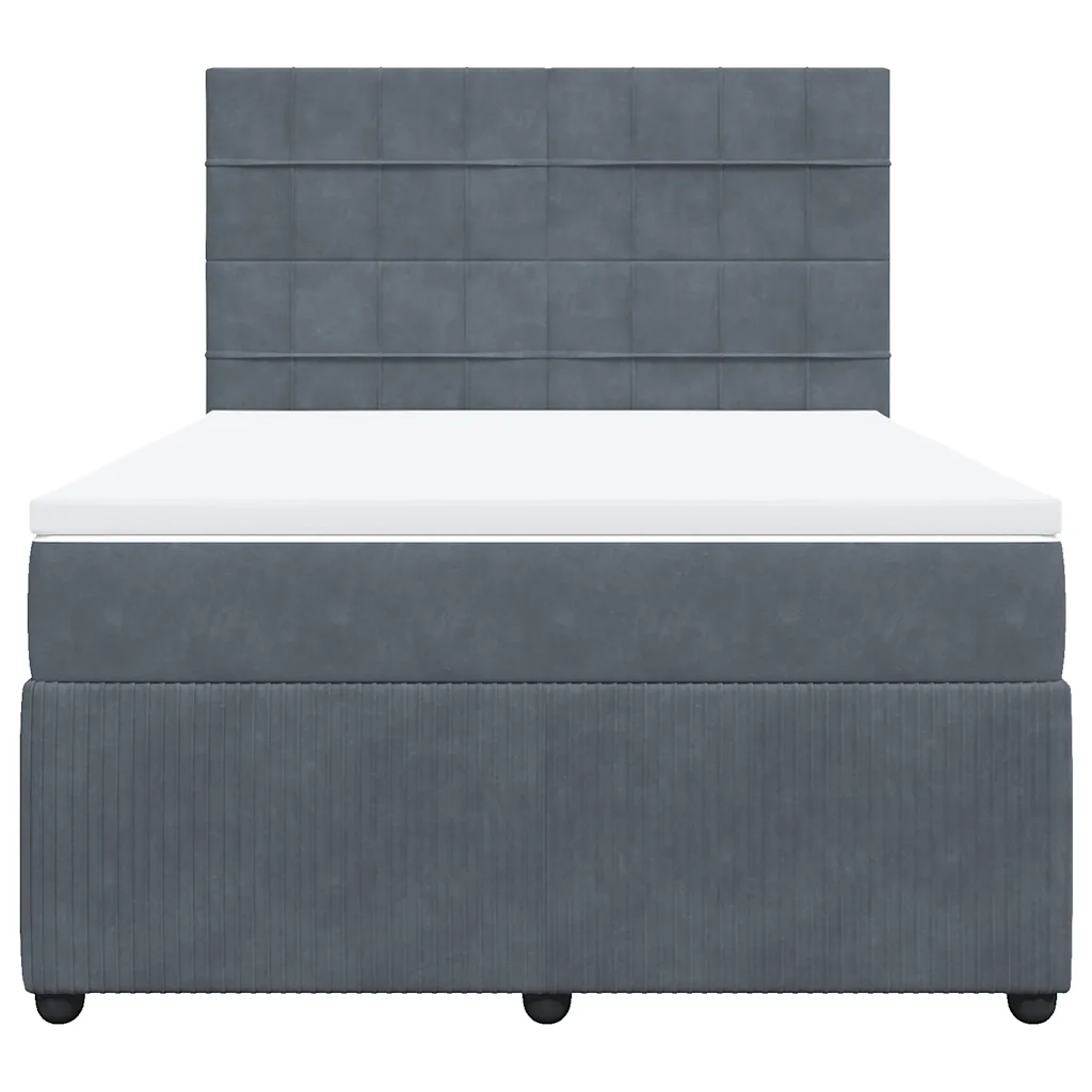 Giroletto a Molle con Materasso Grigio Scuro 160x200 cm Velluto