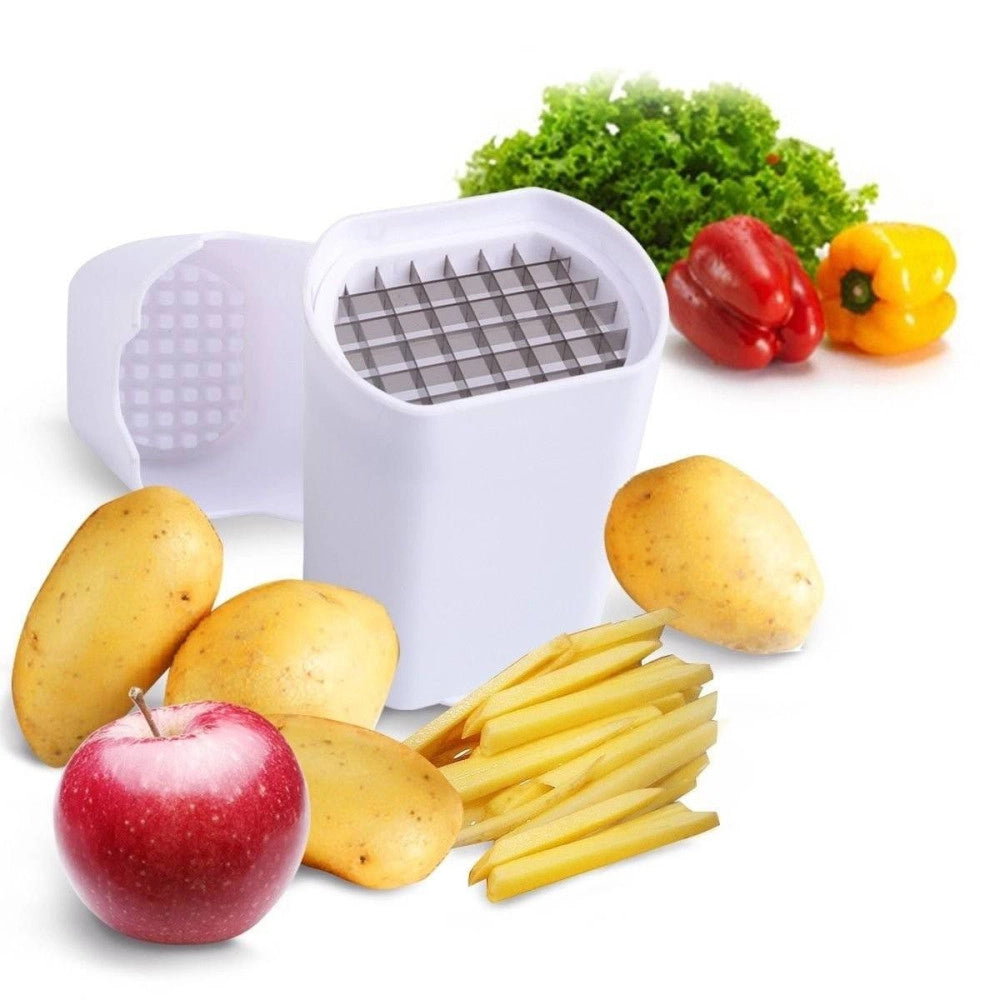 Trade Shop - Taglia Affetta Patate A Bastoncino Frizzy Lame Acciaio Cucina Patatine Fritte -