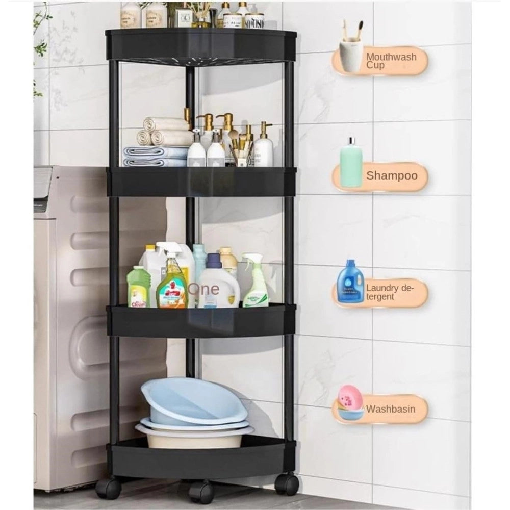 Trade Shop - Carrello Mensole Angolari 4 Livelli Con Ruote Portaoggetti Supporti Soggiorno Bagno Cucina -