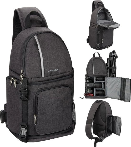 Borsa a Spalla Impermeabile per Fotocamera - Tasca per Ombrello e Supporto per Stativo - Borsa Professionale per Fotocamere DSLR SLR