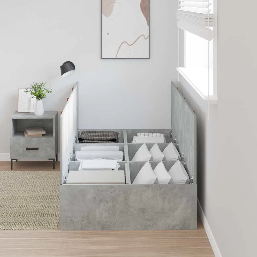Struttura letto con contenitore-Giroletto con contenitore Grigio cemento 100 x 200 cm