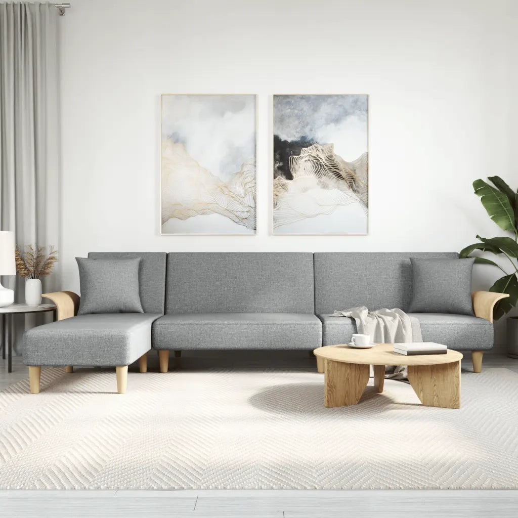 Divano Letto a L Grigio Chiaro 279x140x70 cm in Tessuto 3157211