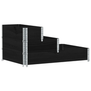 Fioriera | Cassetta per fiori | Vaso Rialzata a 3 Livelli Nera 120x80 cm Legno di Pino