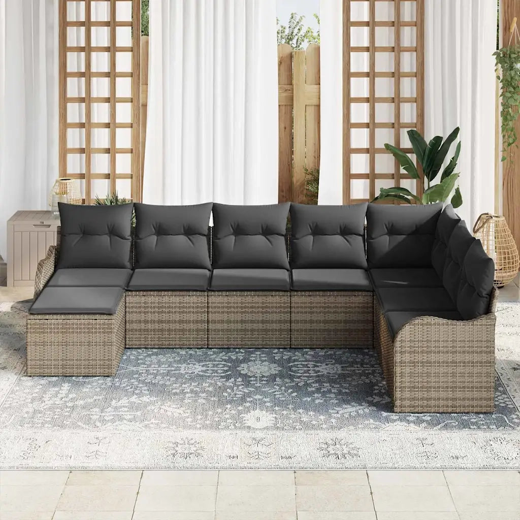 Set Divano da Giardino con cuscino 8 pcs Grigio Poly Rattan 3354488