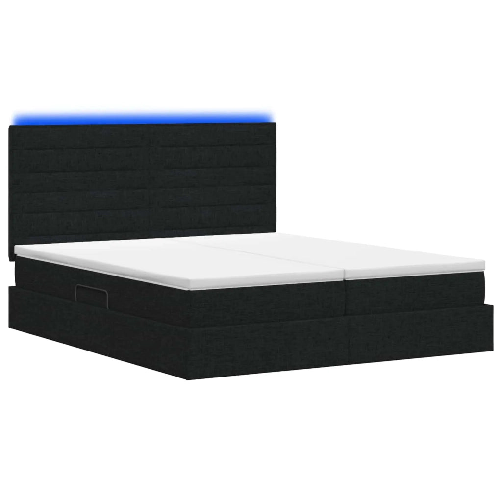 Letto con contenitore LED e materasso Nero 180 x 200 cm Tessuto 3460220