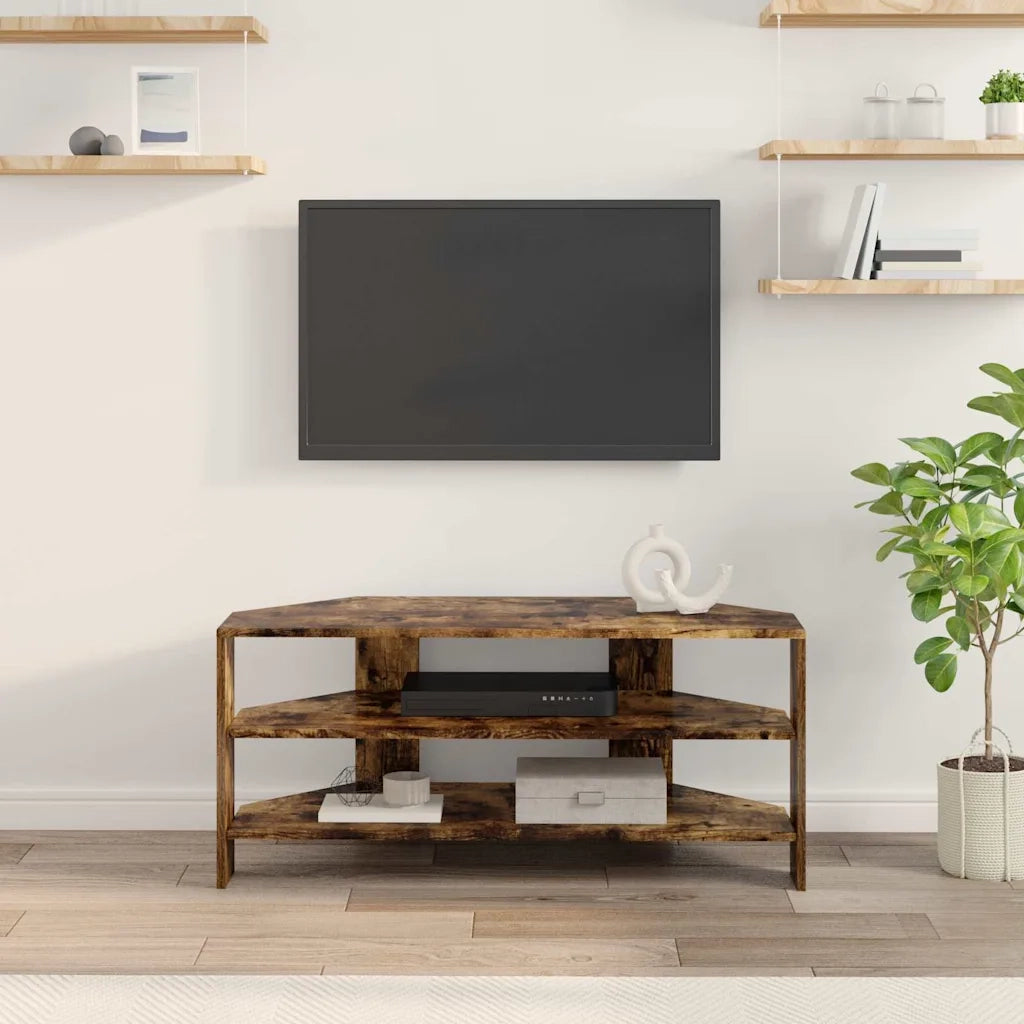 MobileTVAngolare Rovere fumé 102x40,5x45cm Legno multistrato