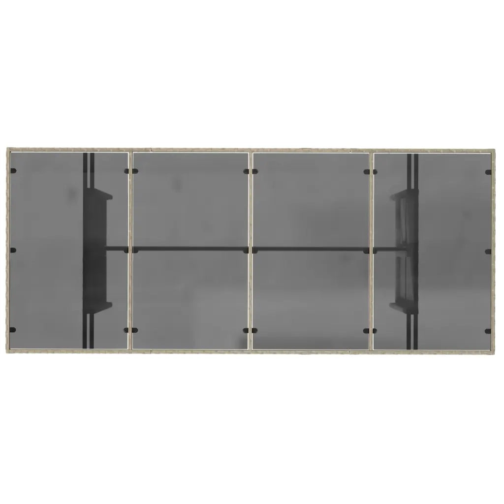 Tavolo da Giardino | Tavolino da esterno Piano in Vetro Grigio 190x80x74cm Polyrattan