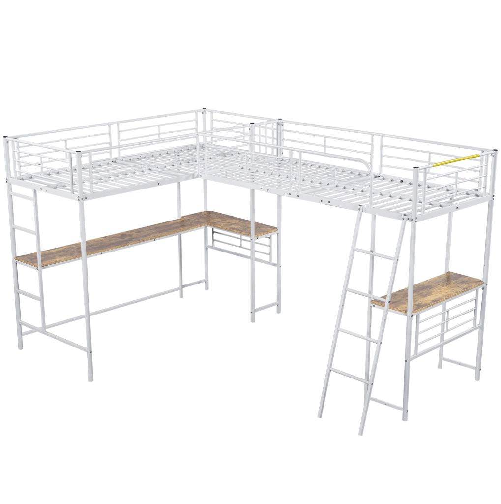 Letto a soppalco 90x200 cm con scrivania; bianco