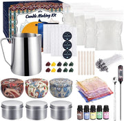 Kit per creazione candele - Incluso 1000g cera di soia - Creazione candele per adulti - Creazione candele per bambini - Aste - Essenze - Coloranti - Fornello - Scatole - Adatto per la creazione di candele per principianti - Lontanità candela