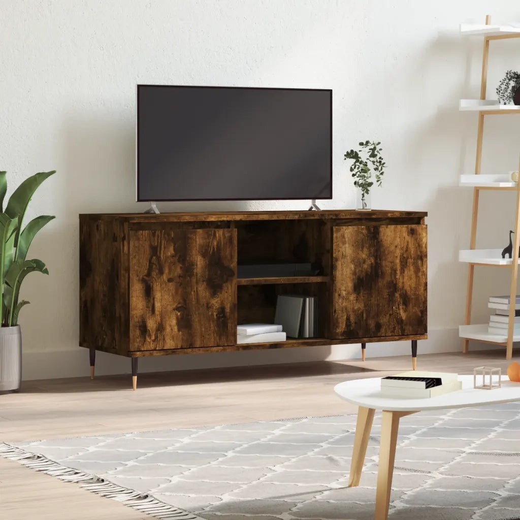 Mobile Porta TV-Mobile per TV-Credenza TV Rovere Fumo 104x35x50 cm in Legno Multistrato 744666