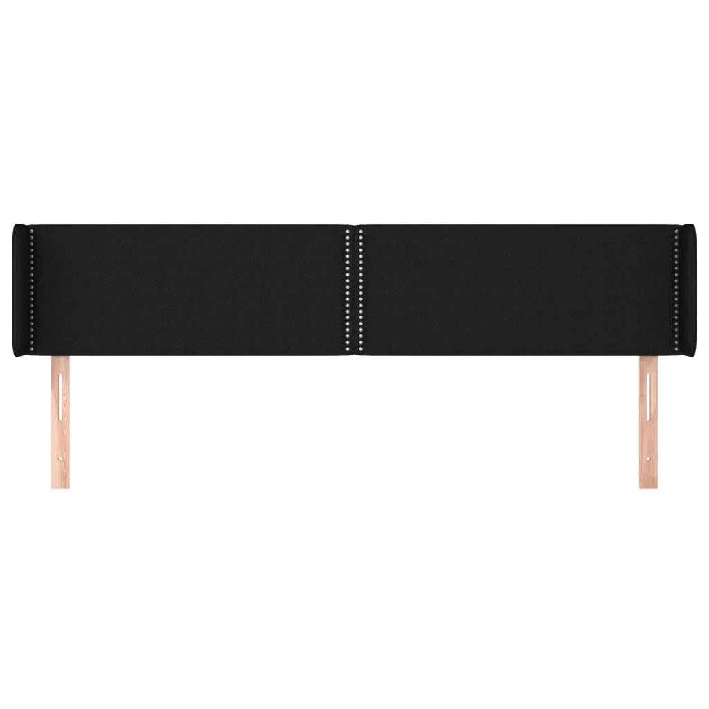 Testiera | Testata ad Orecchio Nera 203x16x78/88 cm in Tessuto