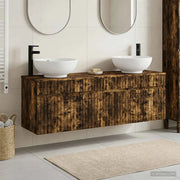 Set di Armadi da Bagno 3 pz Rovere Fumo 49 x 44,5 x 66,5 cm 3405762