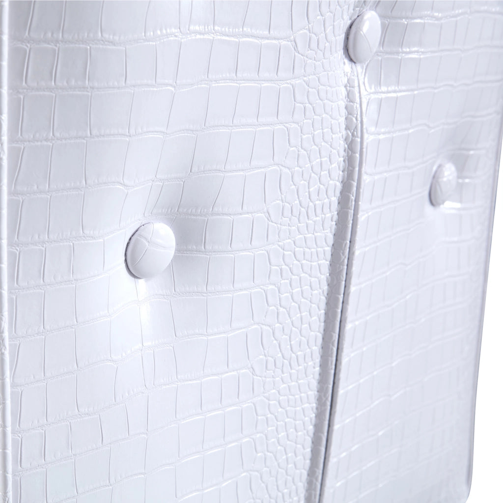 Sedia da Pranzo Set da 4 con Schienale Imbottito, Piedini Regolabili, in Metallo e PVC Bianco Oro