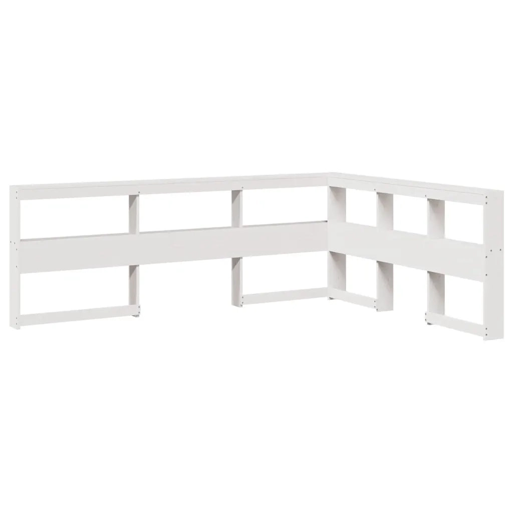 Letto Libreria senza Materasso-Struttura Letto con contenitore Bianco 140x200 cm Legno di Pino 517361