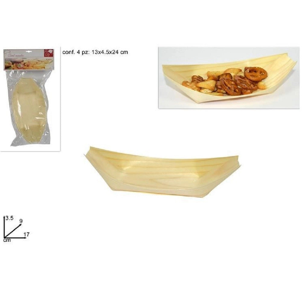 Trade Shop - Set 4 Pz Ciotole Piroghe Barchette 17 Cm Buffet Finger Food Ciotola Stuzzichini -