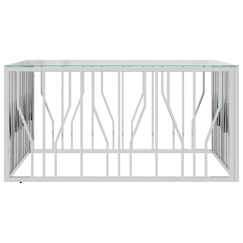 Tavolino da Salotto 100x100x50 cm in Acciaio Inox e Vetro 350065