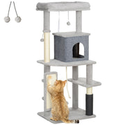 Albero tiragraffi per gatti con piattaforme e cuscinetto ¨C zephmum ¨C grigio chiaro 132 cm