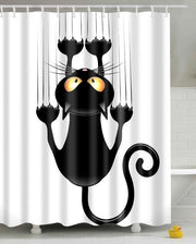 Gordino per doccia DIY con stampa gatto, impermeabile e resistente alla muffa con ganci.